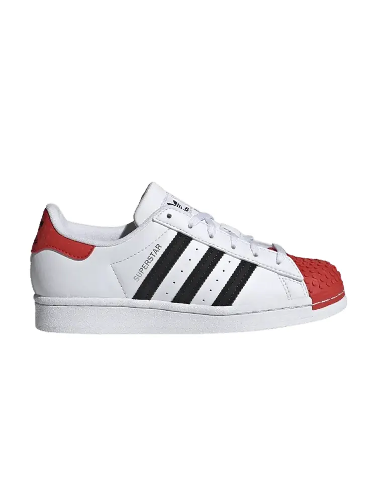 Кроссовки adidas LEGO x Superstar J 'Cloud White Red' — изображение 1 из 1, белый/черный/белый