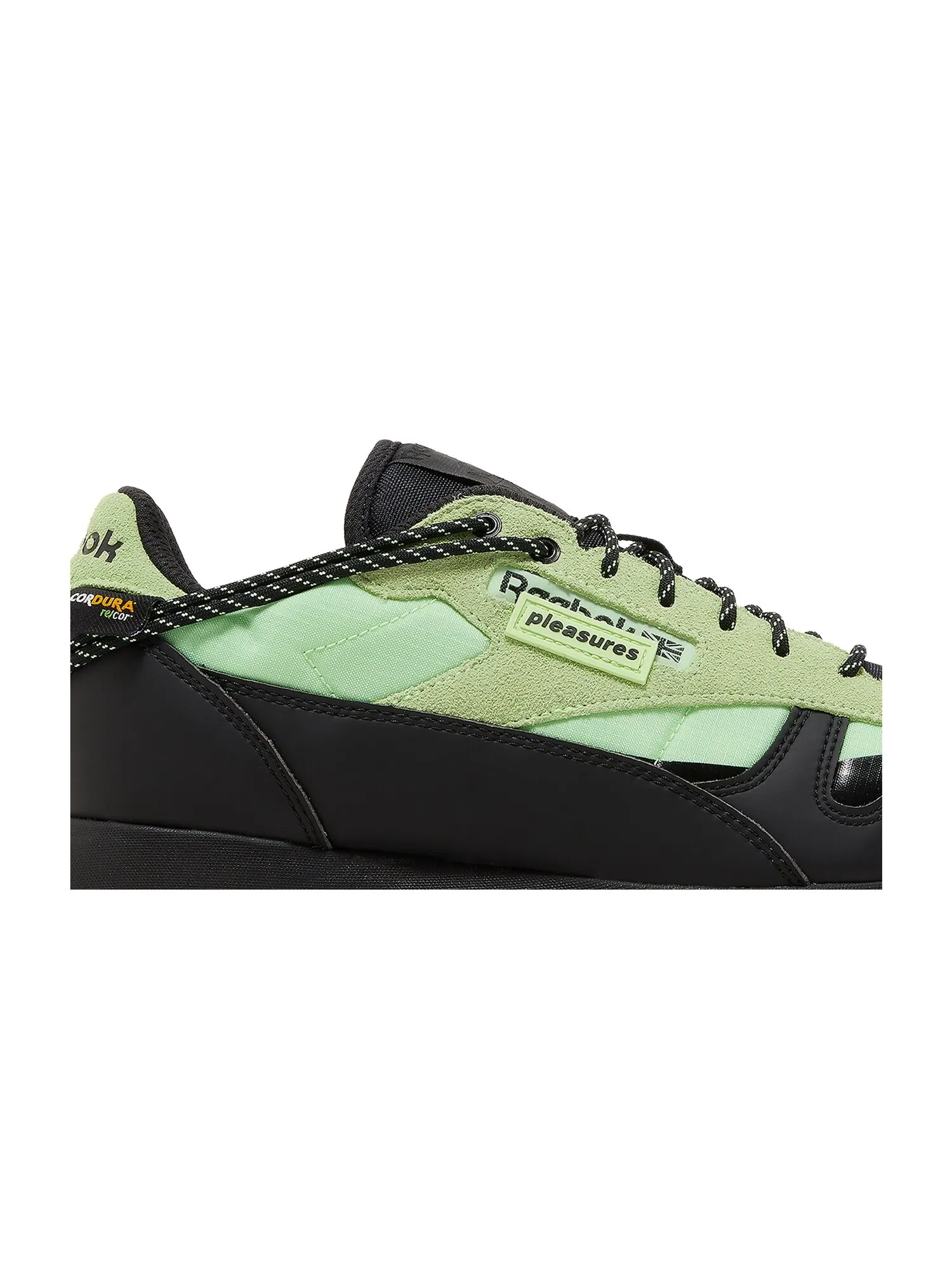 Кроссовки Pleasures x Classic Leather Reebok — изображение 2 из 8, неоновый/черный/черный