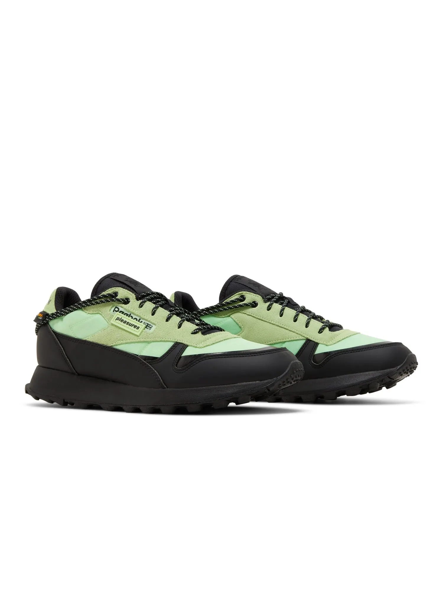 Кроссовки Pleasures x Classic Leather Reebok — изображение 8 из 8, неоновый/черный/черный
