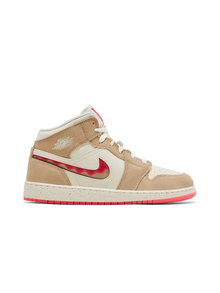Кроссовки Air Jordan 1 Mid SE GS 'Peanut Butter & Jelly' — изображение 1 из 8, коричневый
