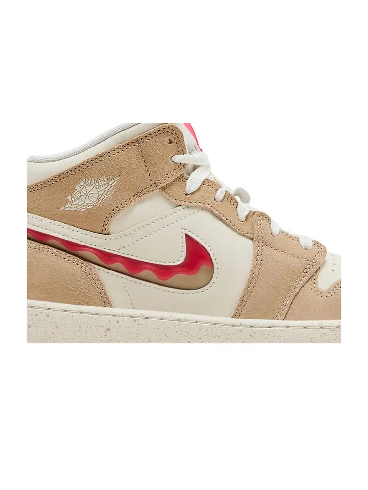 Кроссовки Air Jordan 1 Mid SE GS 'Peanut Butter & Jelly' — изображение 2 из 8, коричневый