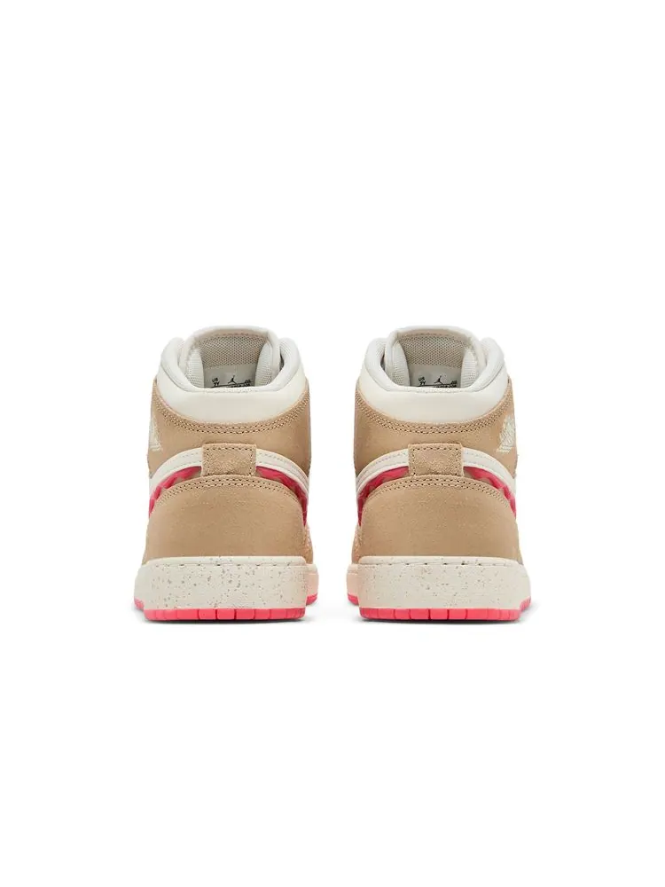 Кроссовки Air Jordan 1 Mid SE GS 'Peanut Butter & Jelly' — изображение 6 из 8, коричневый