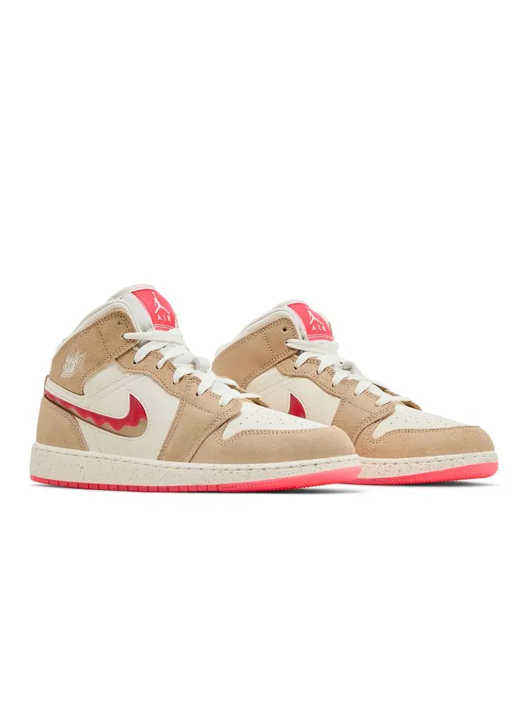Кроссовки Air Jordan 1 Mid SE GS 'Peanut Butter & Jelly' — изображение 8 из 8, коричневый