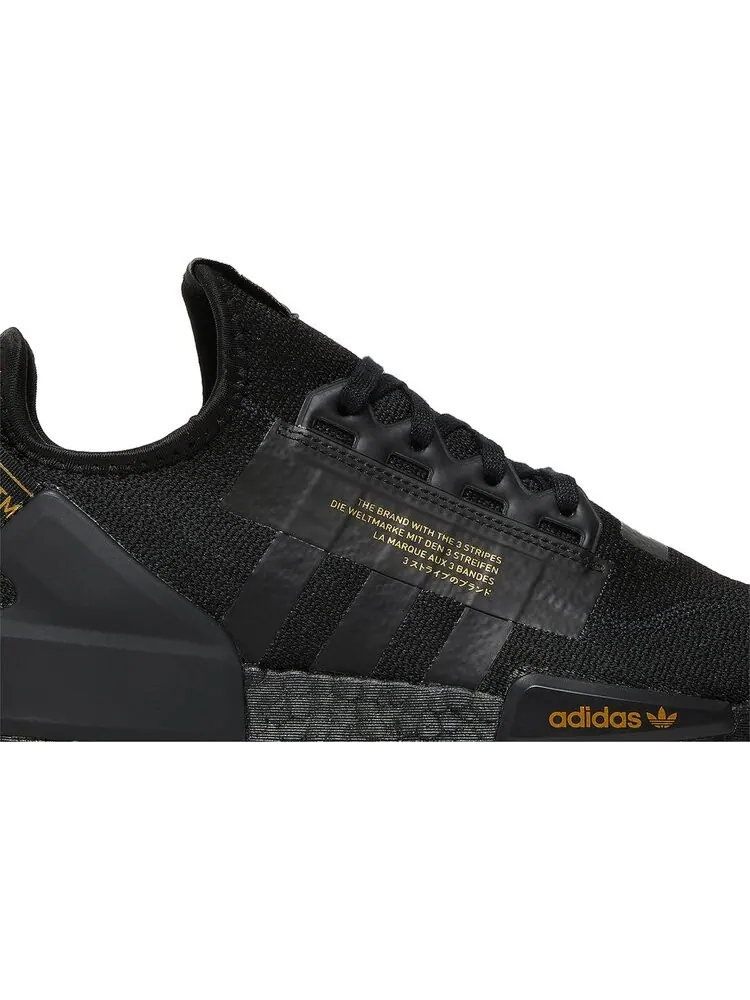 Кроссовки Adidas NMD_R1 V2 'Black Gold Metallic' — изображение 2 из 8, черный