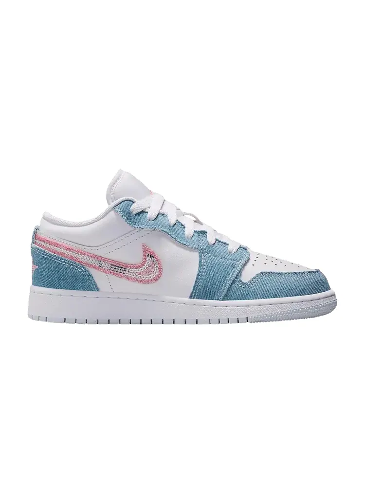 Кроссовки Air Jordan Air Jordan 1 Low GS 'Denim Sequin' — изображение 1 из 1, белый/розовый
