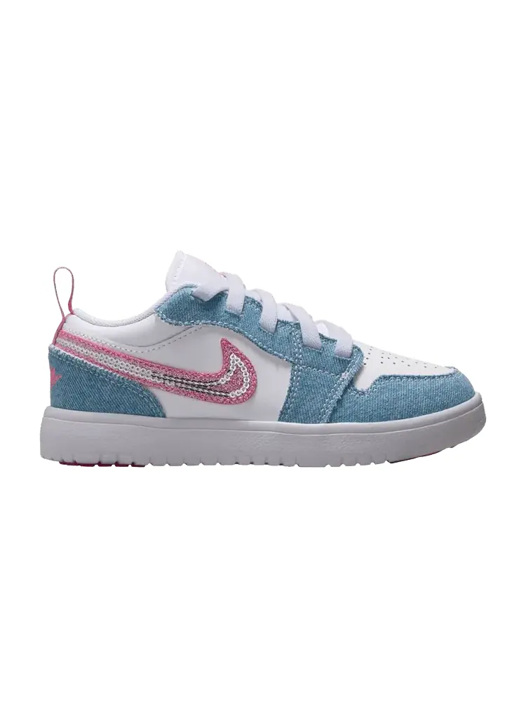 Кроссовки Air Jordan Air Jordan 1 Low ALT SE PS 'Denim Sequin' — изображение 1 из 1, белый/розовый