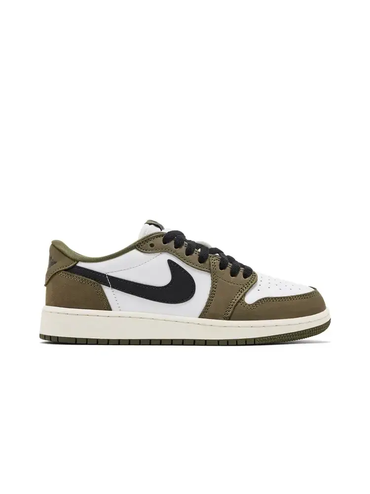 Air Jordan 1 Low GS 'Medium Olive' — изображение 1 из 8, зеленый