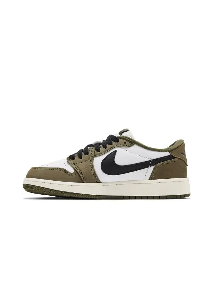 Air Jordan 1 Low GS 'Medium Olive' — изображение 3 из 8, зеленый