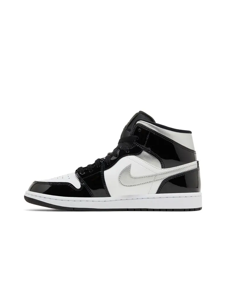 Кроссовки Air Jordan 1 Mid SE 'Black White Metallic Silver' — изображение 3 из 8