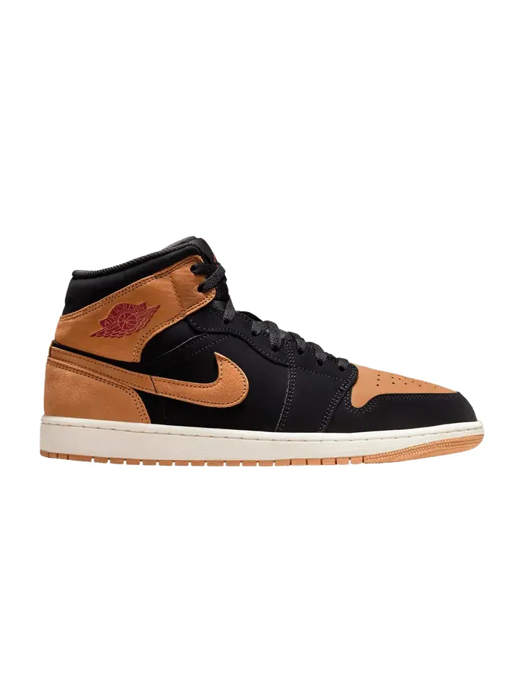 Кроссовки Air Jordan Air Jordan 1 Mid 'Black Flax' — изображение 1 из 1, черный/красный