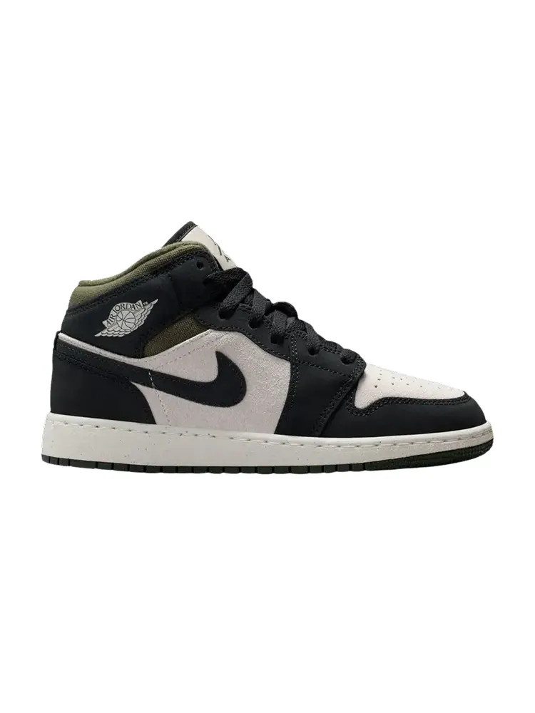 Кроссовки Air Jordan 1 Mid SE GS — изображение 1 из 1, оливковый черный