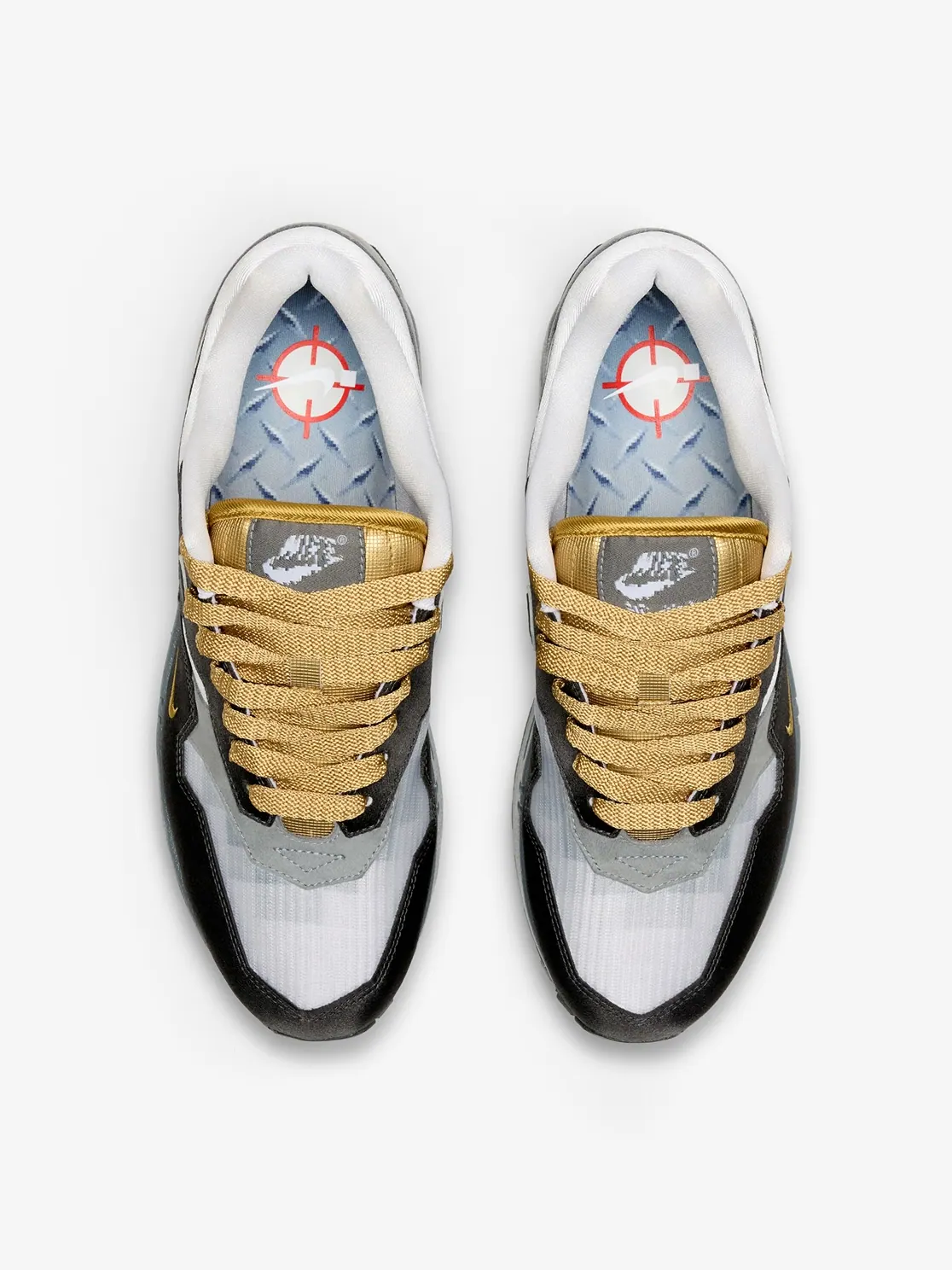 Кроссовки .SWOOSH x Nike Air Max 1 'Low Poly - Big Head Mode' — изображение 3 из 12, темно-серый/золотой