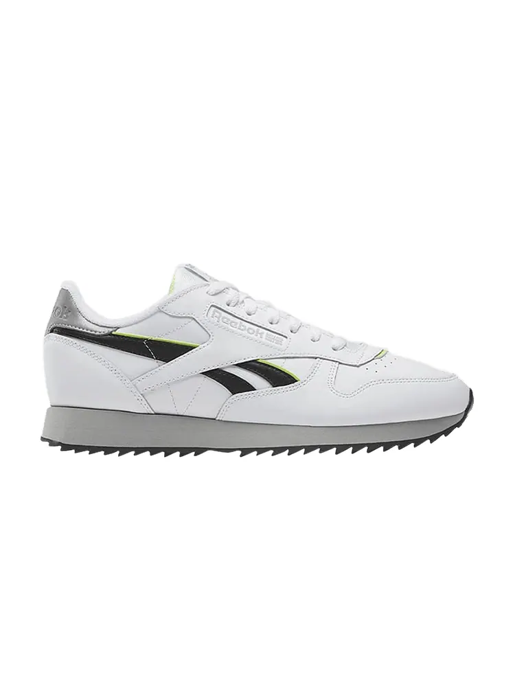 Кроссовки Reebok Classic Leather Ripple 'White Black Lime' — изображение 1 из 1, белый/серый/черный
