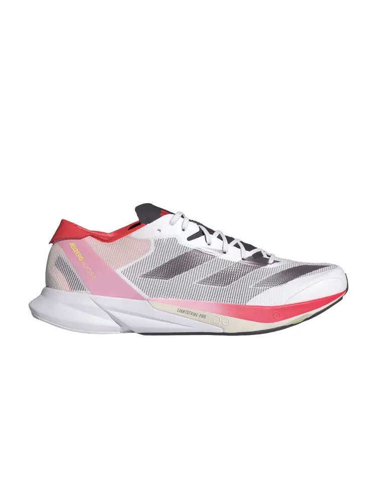 Кроссовки Adizero Adios 8 'White Aurora Solar Red' — изображение 1 из 1, белый красный