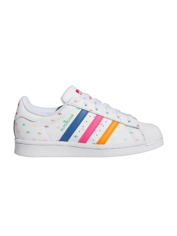 Кроссовки adidas Superstar J 'Allover Trefoild Print - White Magenta Orange' — изображение 1 из 1, белый