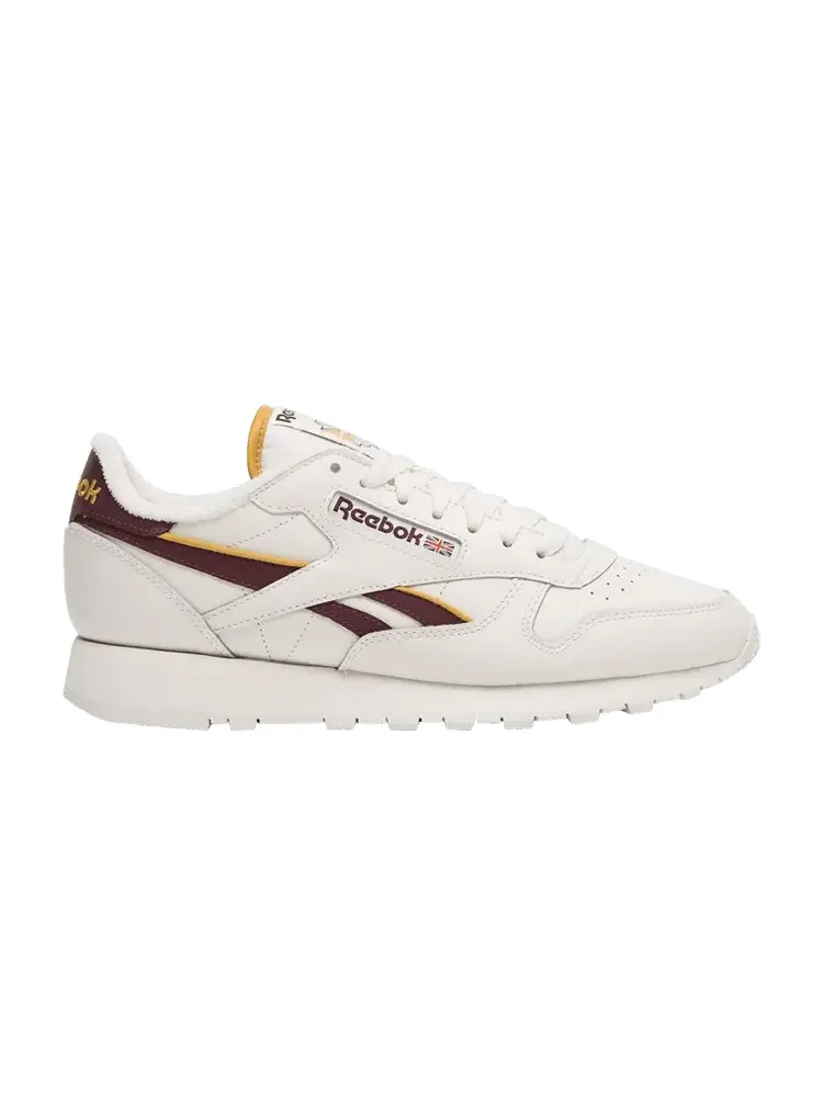Кроссовки Reebok Classic Leather 'Chalk Classic Maroon' — изображение 1 из 1, классический/золотистый