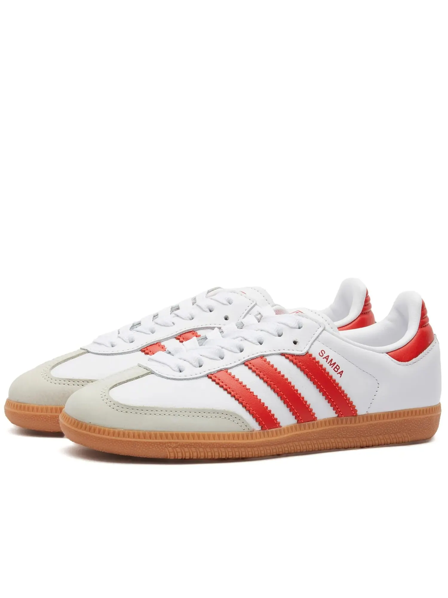 Кеды adidas Samba OG — изображение 2 из 5, белый/красный/коричневый