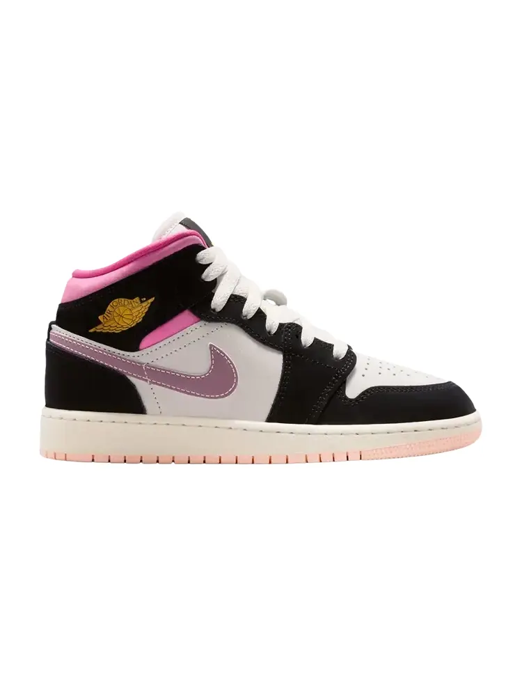 Air Jordan 1 Mid GS 'Black University Gold Pinksicle' — изображение 1 из 1, черный