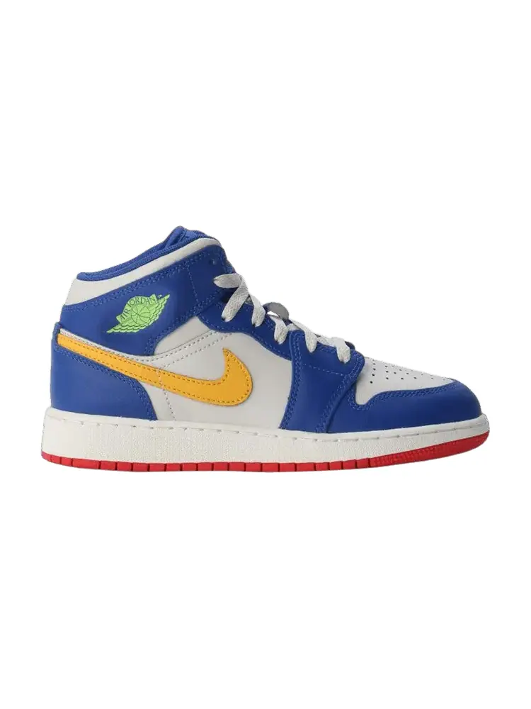 Кроссовки Air Jordan 1 Mid GS — изображение 1 из 1, синий красный золотистый