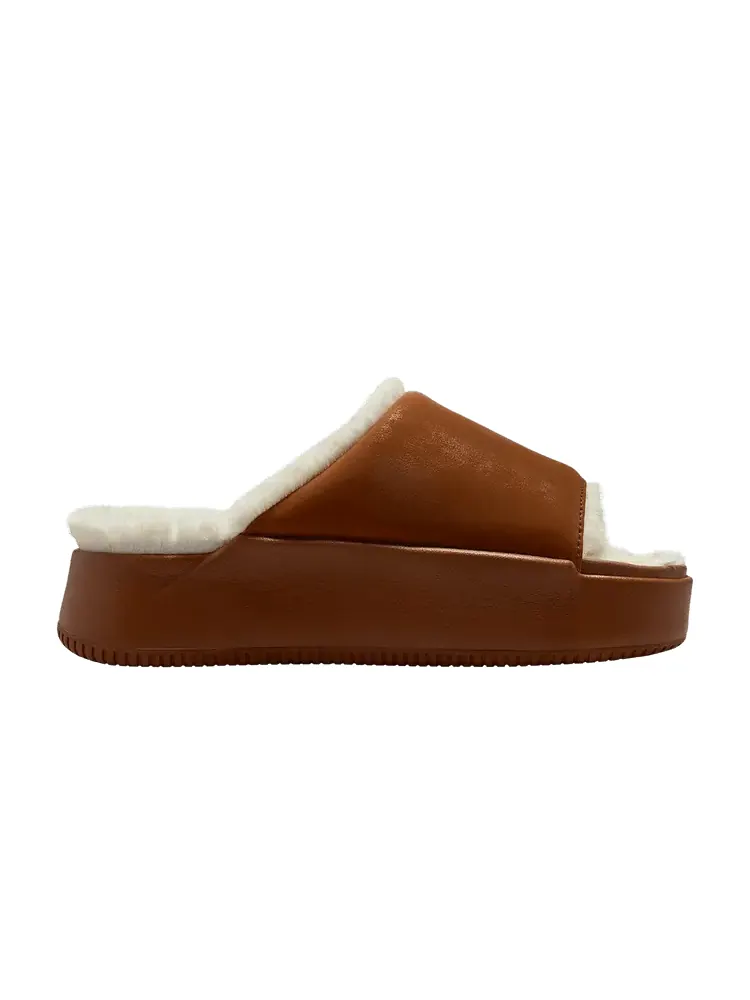 Сандалии Nike Wmns Calm Elevation Fur 'Light British Tan Coconut Milk' — изображение 1 из 1, коричневый
