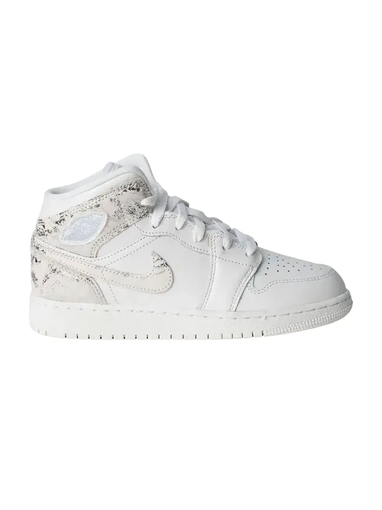 Кроссовки Air Jordan 1 Mid GS — изображение 1 из 1, белый серебристый