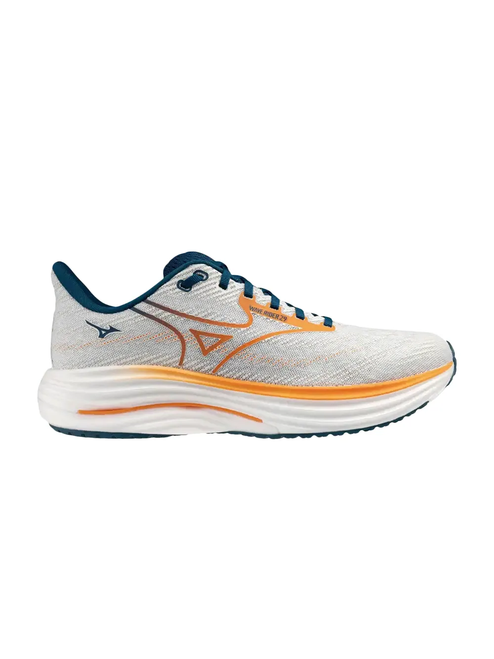 Кроссовки Mizuno Wave Rider 29 Super Wide — изображение 1 из 1, белый/оранжевый