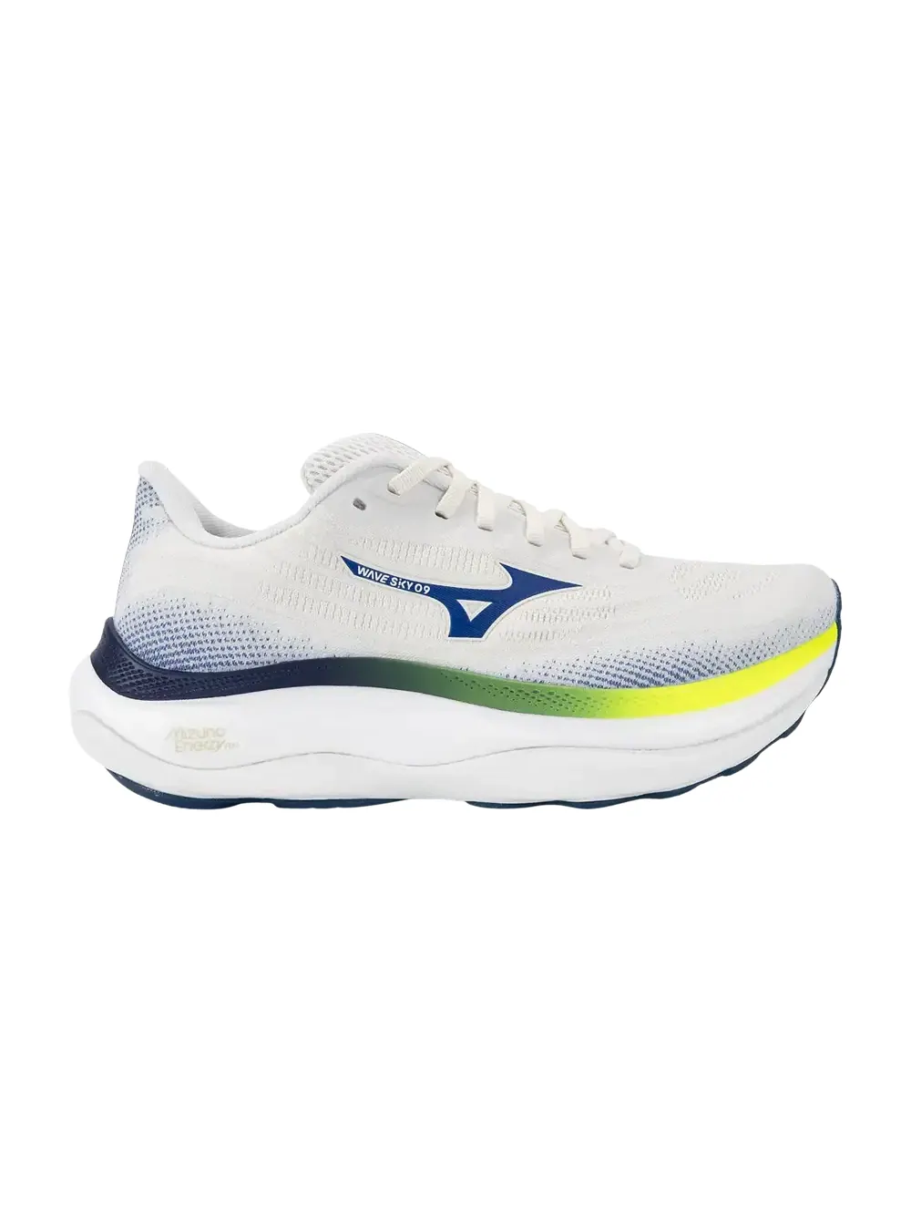 Кроссовки Mizuno Wave Sky 9 Super Wide — изображение 1 из 1, белый/синий-желтый
