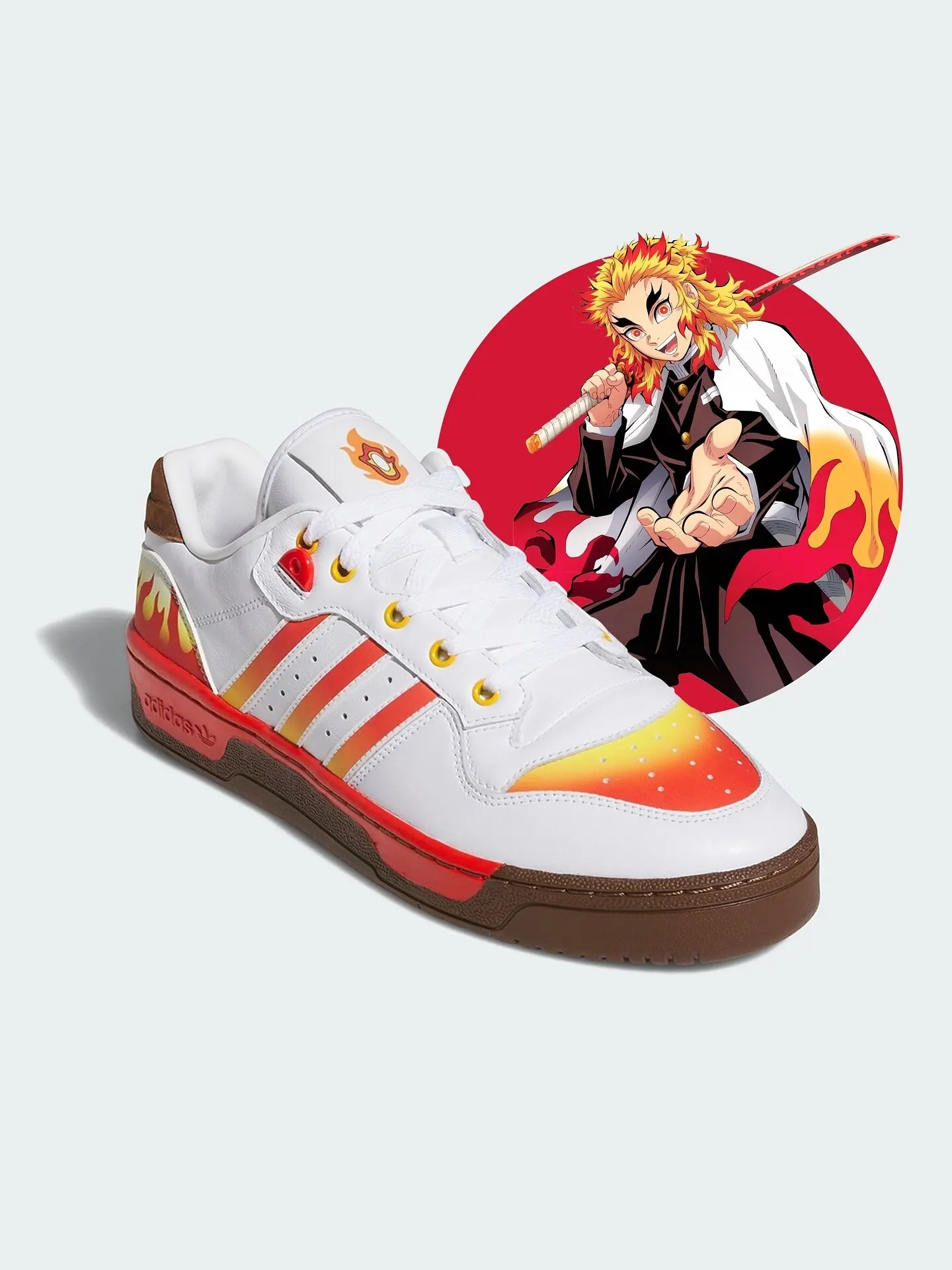 Кроссовки Adidas Rivalry Low x Demon Slayer: Пламенный Хашира Рэнгоку — изображение 1 из 10, белый