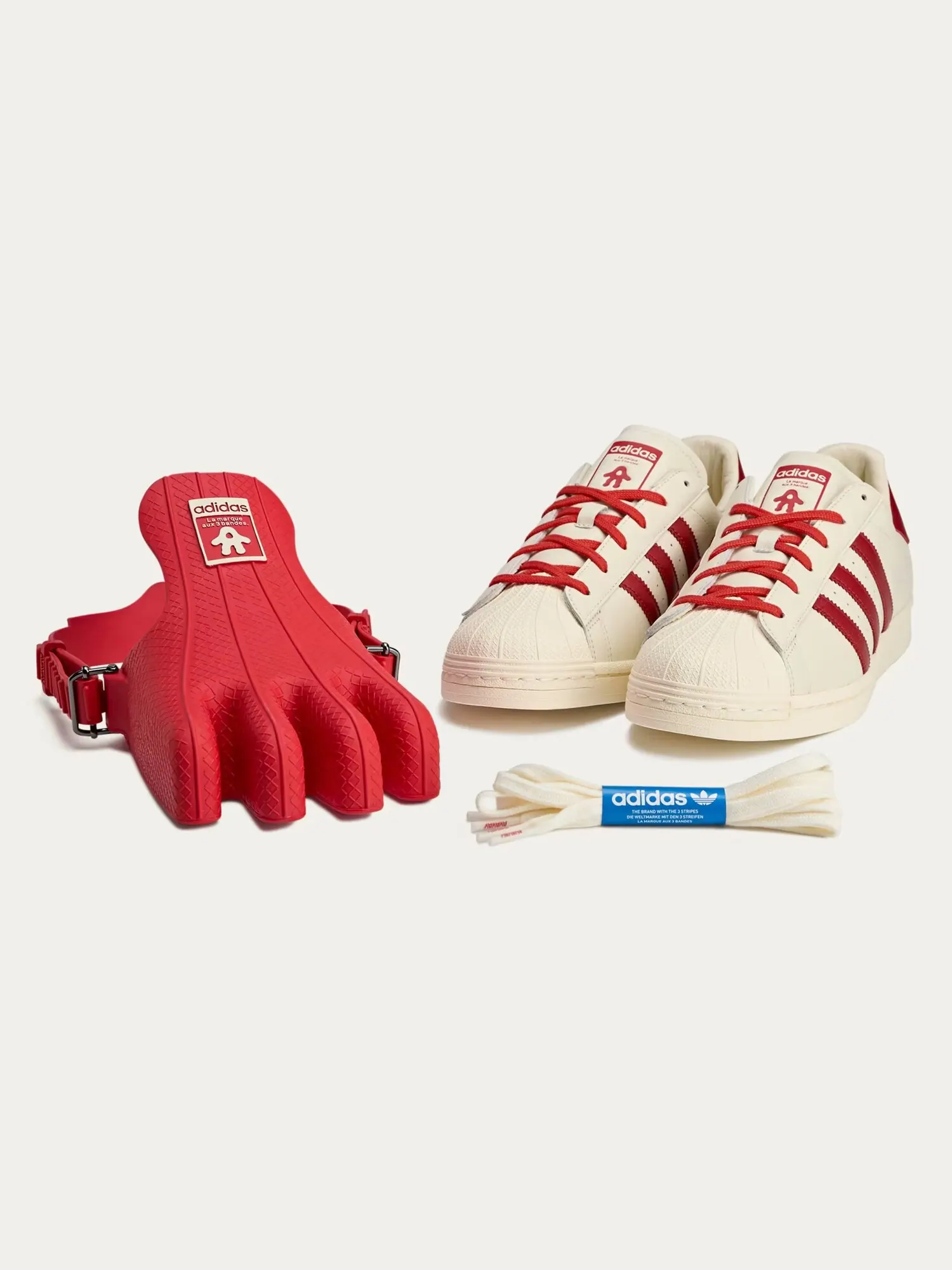 Кроссовки унисекс Adidas x Avavav Superfinger Superstar — изображение 2 из 11, красный/кремовый