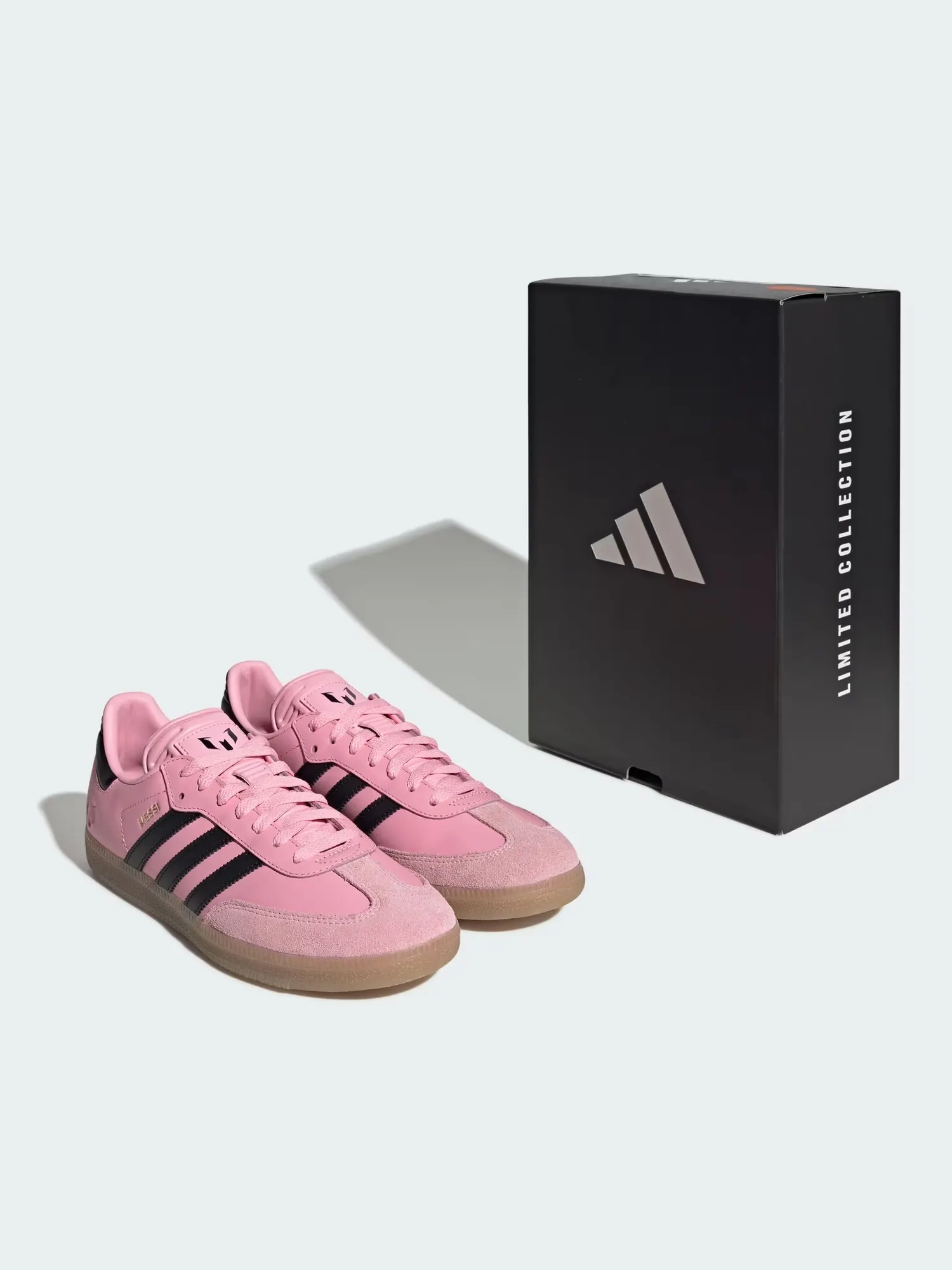 Кроссовки Adidas Samba Messi Indoor Soccer JP7844 — изображение 8 из 10, светлый розовый/черный
