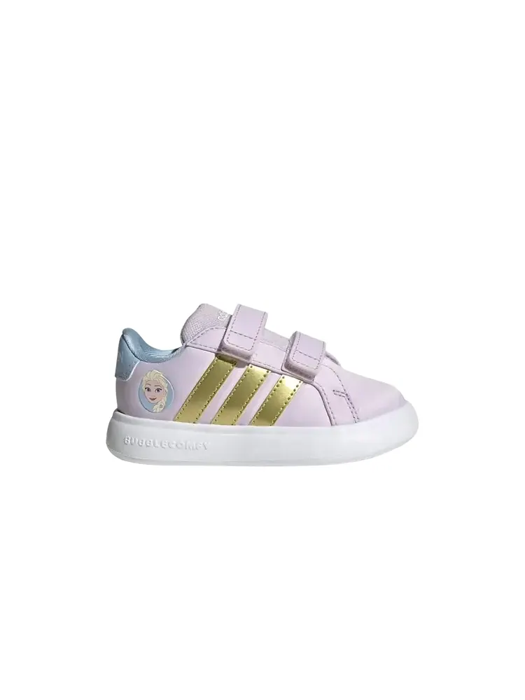 Детские кроссовки Frozen x Adidas Grand Court 3.0 'Ice Lavender Gold Metallic' — изображение 1 из 1, фиолетовый
