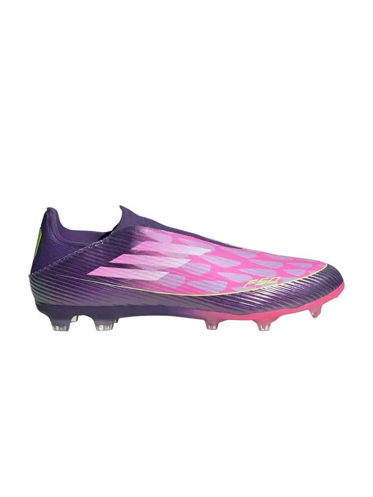 Кроссовки Lamine Yamal x Adidas F50 League Laceless FG/MG 'Purple White Lucid Lemon' — изображение 1 из 1, розовый