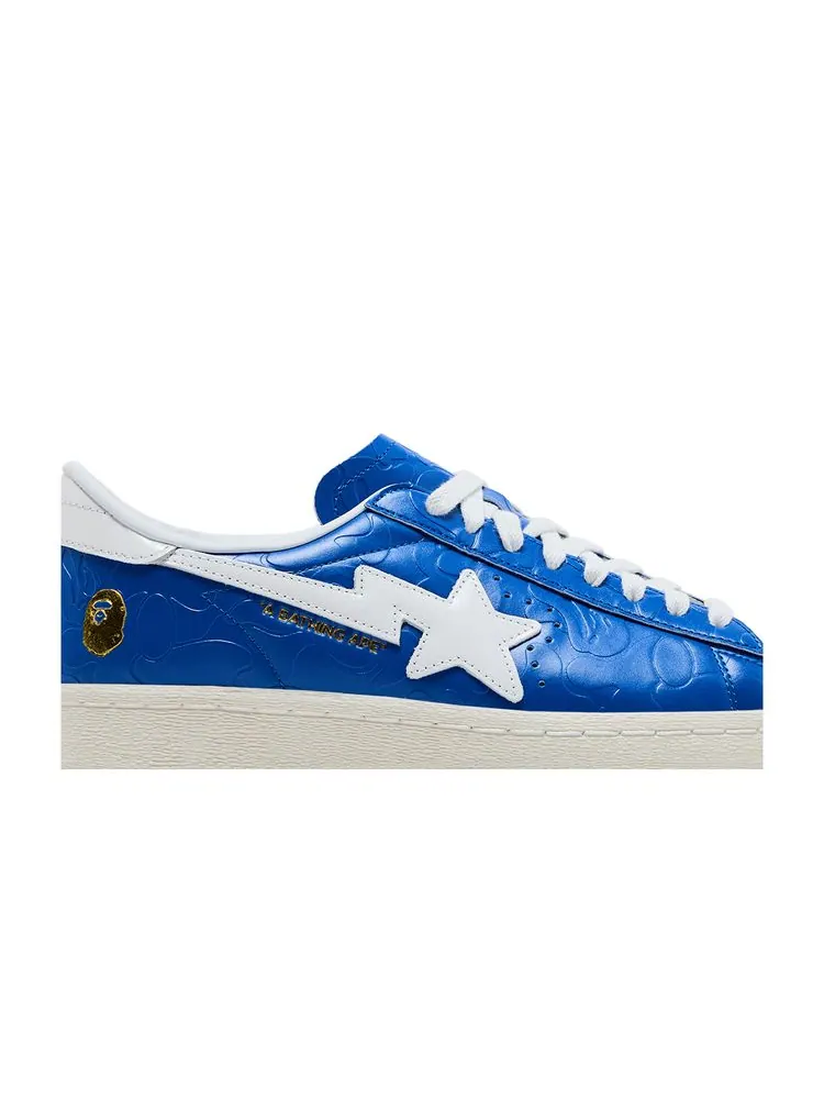 Кроссовки BAPE x Superstar Vintage 'Blue White' — изображение 2 из 8, синий белый