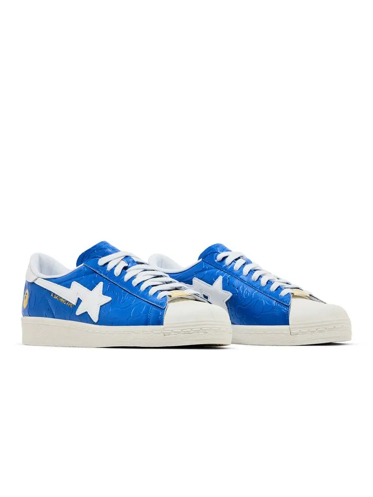 Кроссовки BAPE x Superstar Vintage 'Blue White' — изображение 8 из 8, синий белый