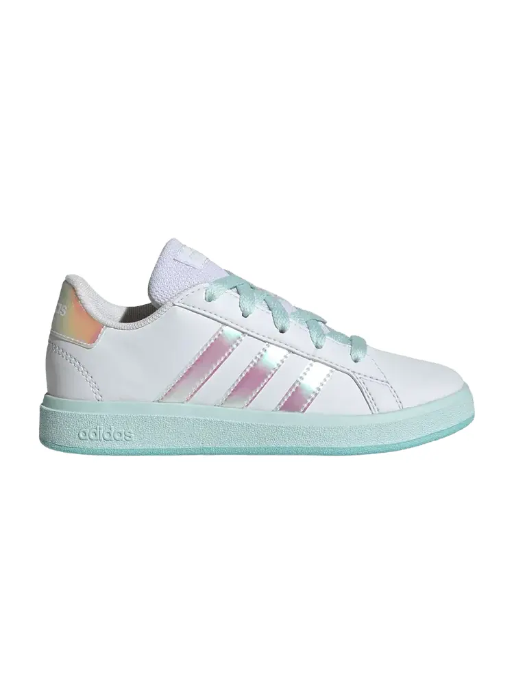 Кроссовки adidas Grand Court Lace K 'Iridescent Stripes - White' — изображение 1 из 1, белый/голубой