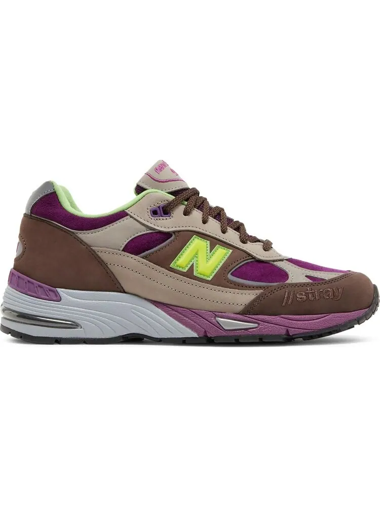 Кроссовки New Balance Stray Rats x 991 Made in England 'Purple Green' — изображение 1 из 8, фиолетовый