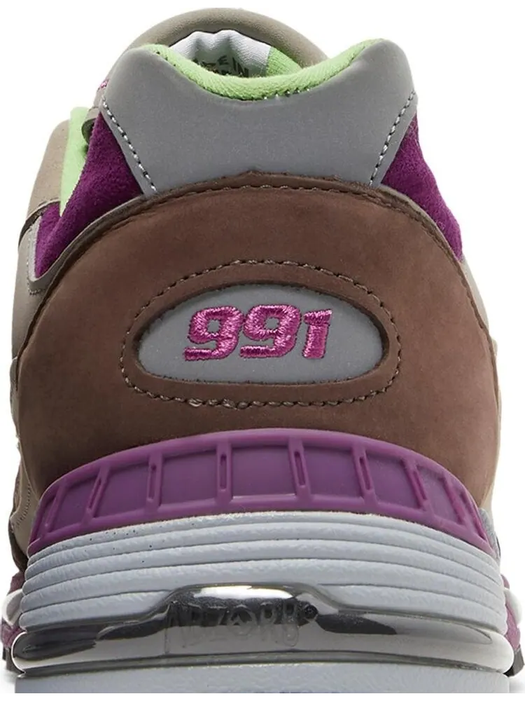 Кроссовки New Balance Stray Rats x 991 Made in England 'Purple Green' — изображение 7 из 8, фиолетовый