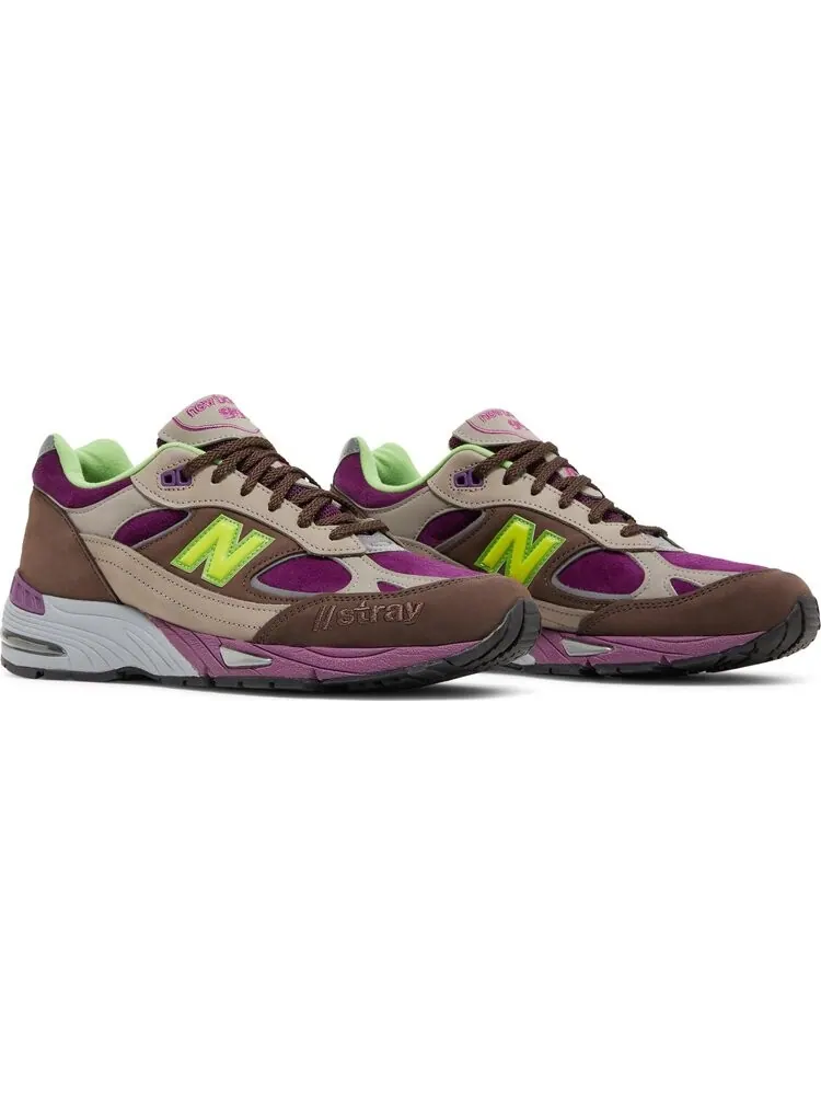 Кроссовки New Balance Stray Rats x 991 Made in England 'Purple Green' — изображение 8 из 8, фиолетовый