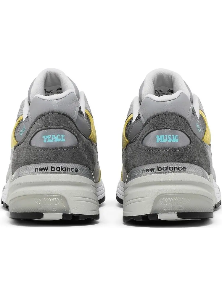 Кроссовки New Balance Amoeba Music x Nice Kicks x 992 Made in USA 'Peace Through Music - Grey' — изображение 6 из 8, желтый