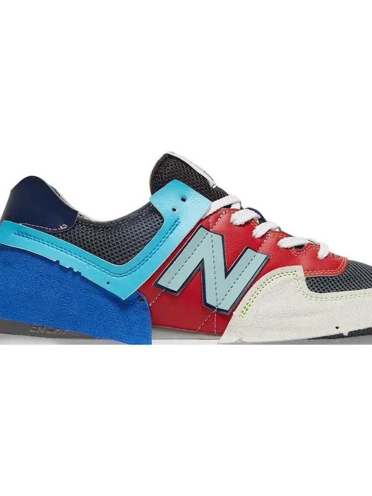 Кроссовки New Balance х Jaden Smith Surplus Materials 574 — изображение 2 из 8, белый/красный/синий