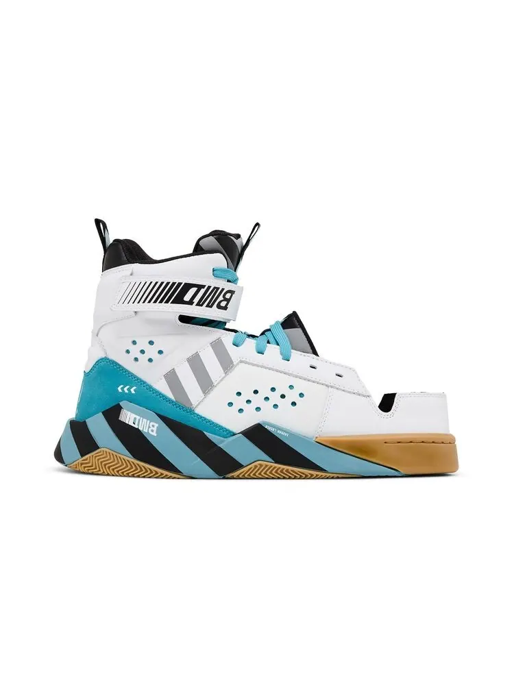 Кроссовки MSCHF BWD High White Black Blue — синий