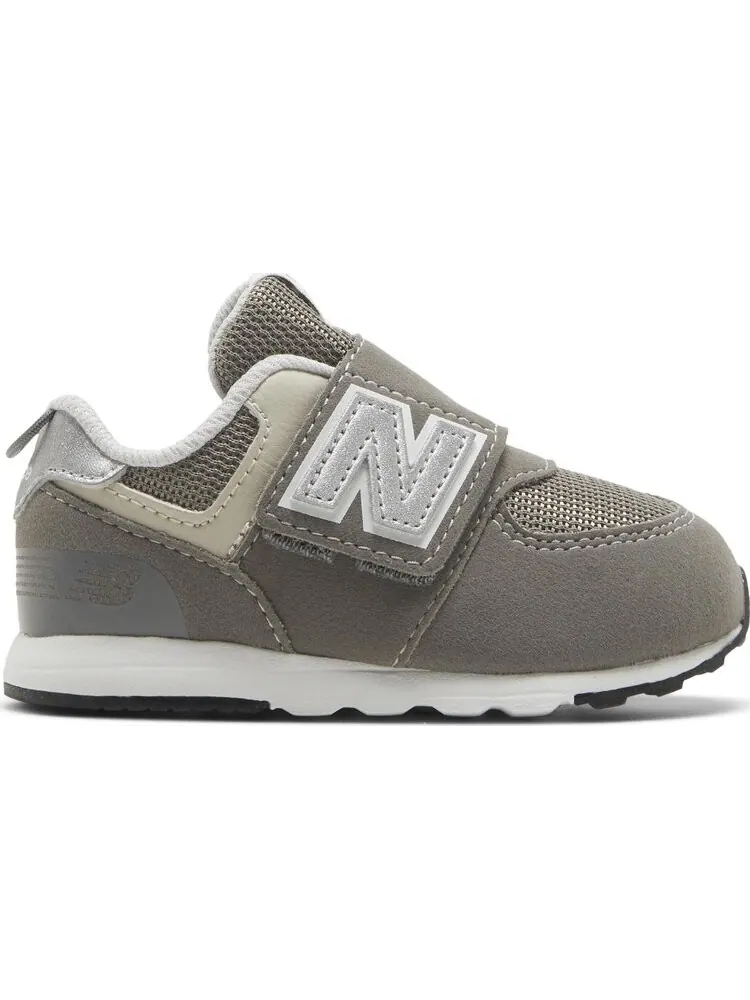 Детские кроссовки New Balance 574 NEW-B Hook & Loop Wide — изображение 1 из 7, серый/белый