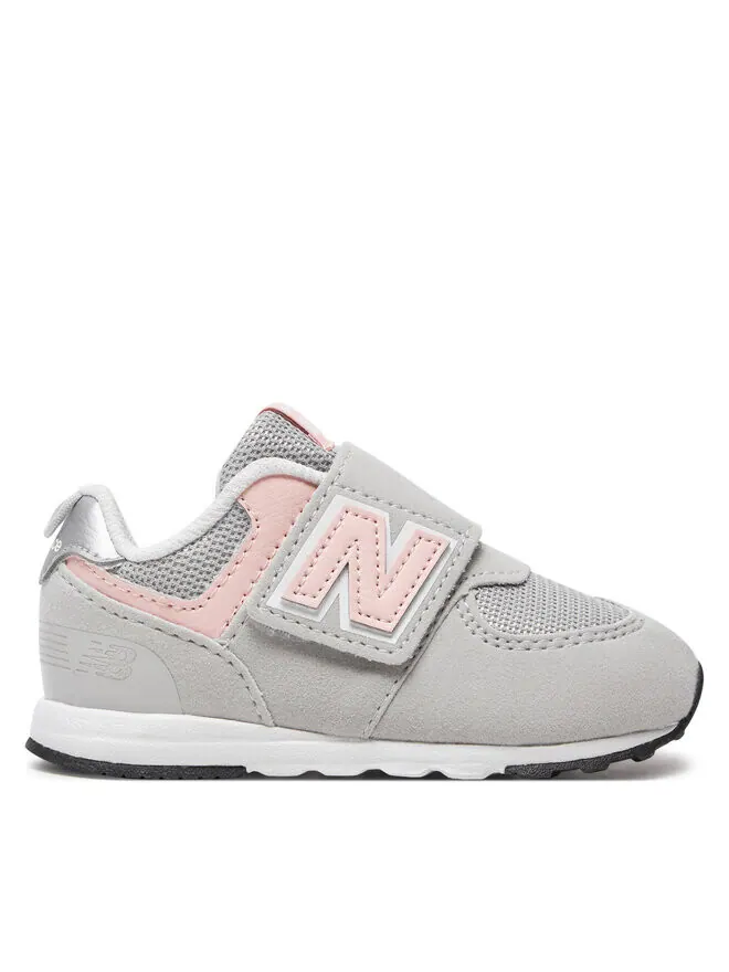Детские кроссовки New Balance 574 NEW-B Hook & Loop — изображение 1 из 4, серый/розовый