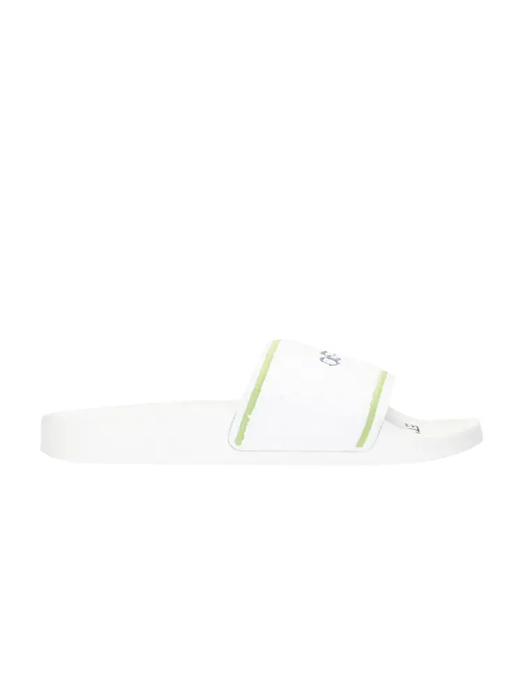 Сандалии Off-White Off-White Logo Sliders 'Towel - White Green' — изображение 1 из 1, белый/зеленый/синий