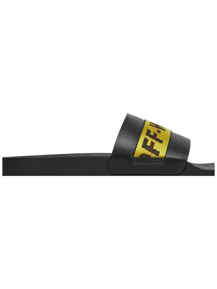 Шлепанцы Off-White Industrial Sliders 'Black Yellow' — изображение 2 из 8, черный