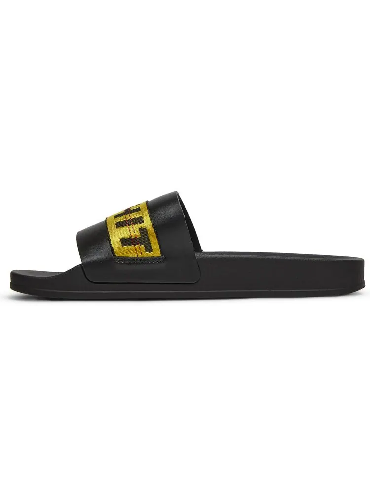 Шлепанцы Off-White Industrial Sliders 'Black Yellow' — изображение 3 из 8, черный