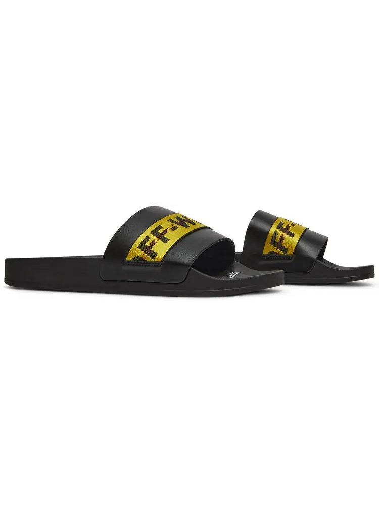 Шлепанцы Off-White Industrial Sliders 'Black Yellow' — изображение 8 из 8, черный