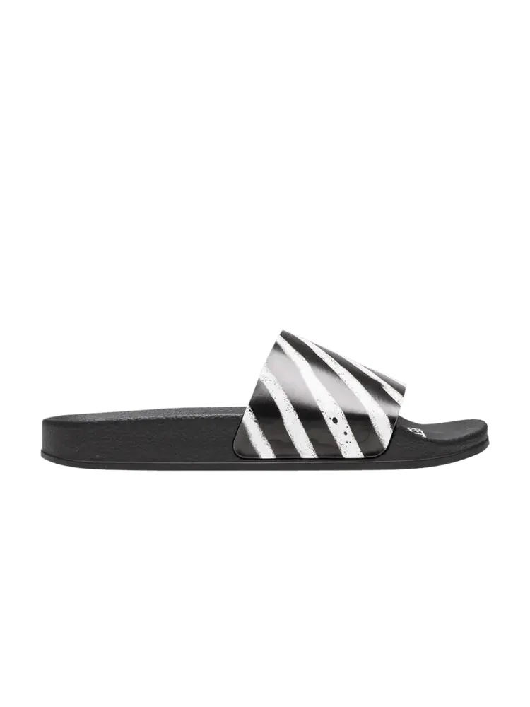 Сандалии Off-White Off-White Sliders 'Spray Stripe - Black White' — изображение 1 из 1, черный/белый