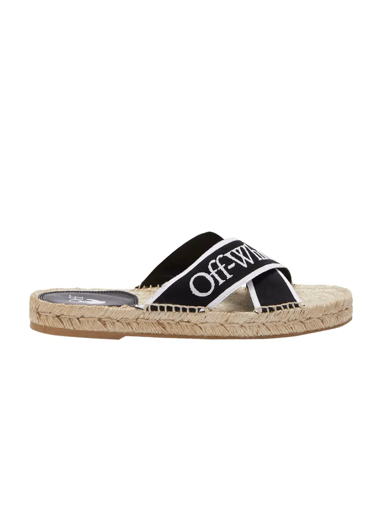 Сандалии Off-White Off-White Wmns Bookish Criss-Cross Espadrille Sliders 'Black White Beige' — изображение 1 из 1