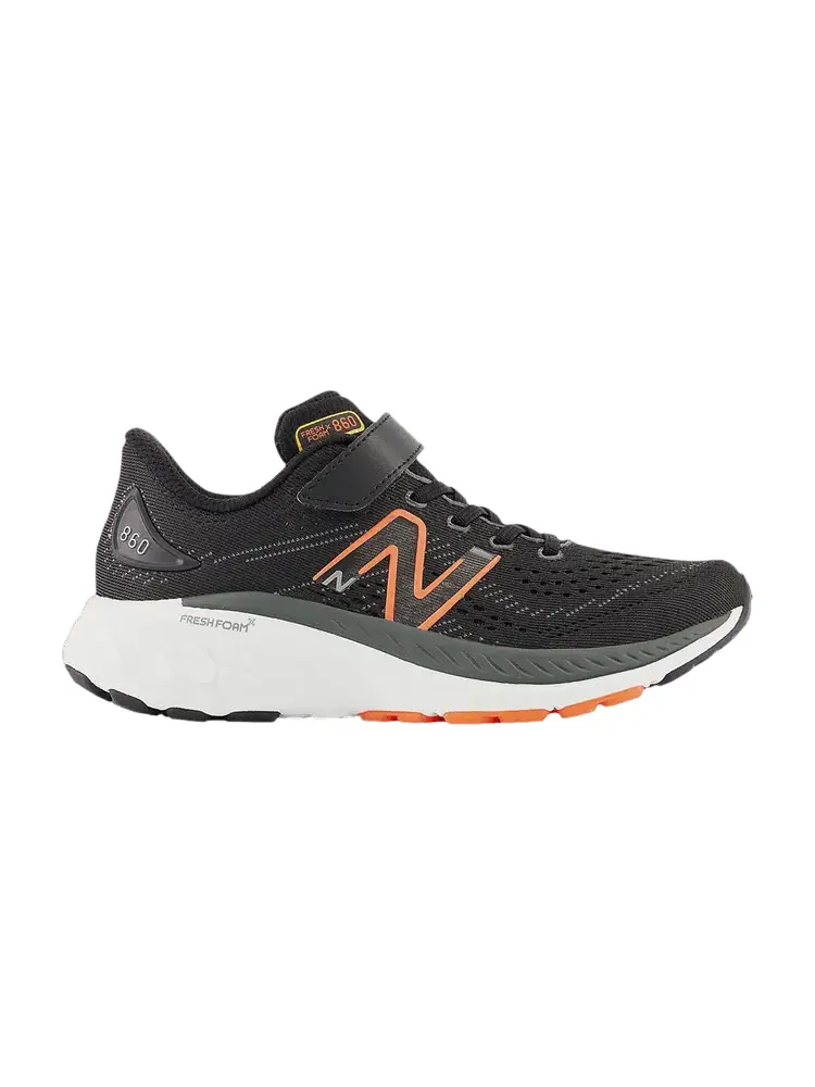 Кроссовки New Balance Fresh Foam X 860v13 Bungee Lace Top Strap Little Kid Wide 'Black Neon Orange' — изображение 1 из 1